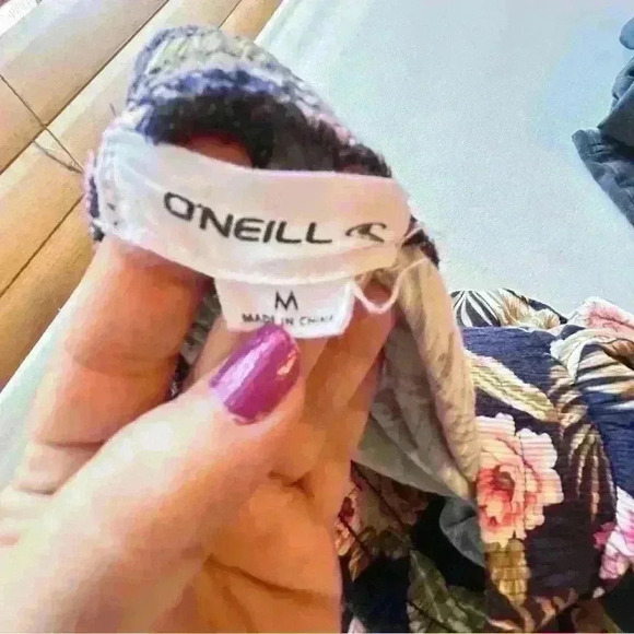 Oneill Womens M Multicolor Floral Elastic Waist Wide Leg Stretch Pull On Pants - Picture 4 of 7